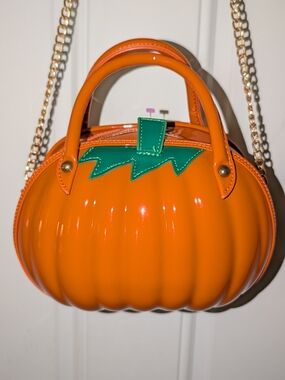 Pumpkin Shaped Chain Handle Bag Orange VGC